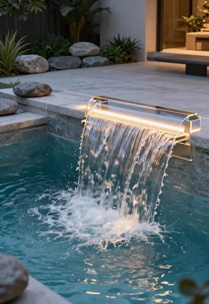11 Relaxing Above Ground Pool Waterfall Ideas for Your Backyard Oasis 8. Floating Waterfall 0
