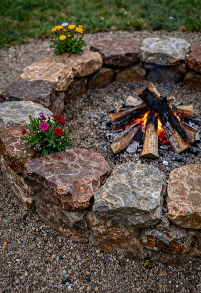 11 Safe Fire Pit Border Ideas Stone and Gravel 1. Natural Stone Bricks for a Timeless Look 0