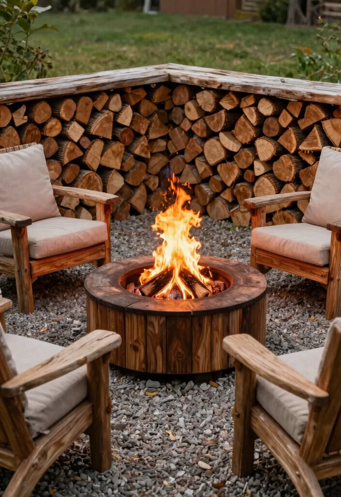 11 Safe Fire Pit Border Ideas Stone and Gravel 10. Landscape Timbers for a Rustic Charm 0