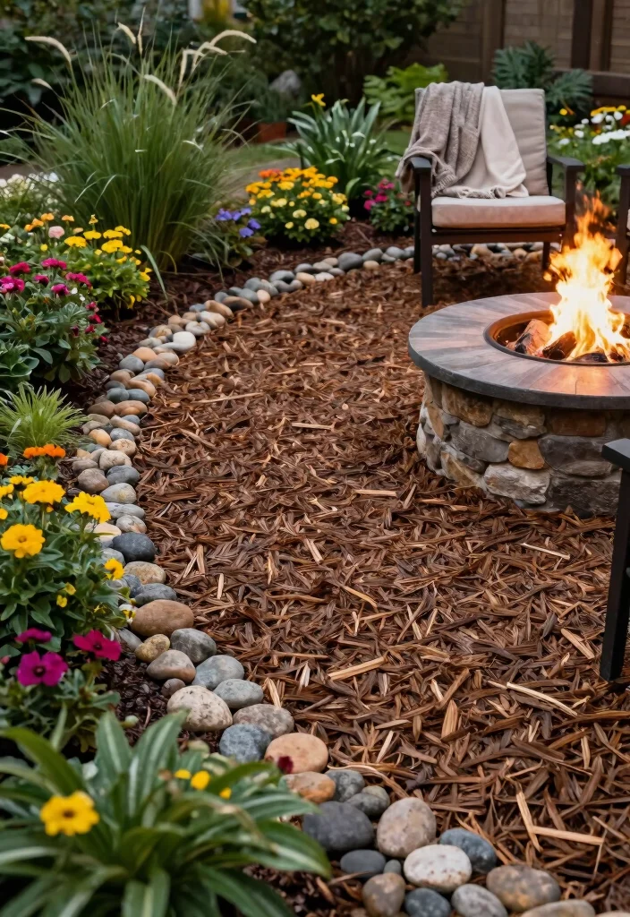 11 Safe Fire Pit Border Ideas Stone and Gravel 11. Eco Friendly Mulch for a Soft Touch 0