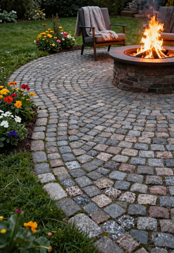 11 Safe Fire Pit Border Ideas Stone and Gravel 3. Cobblestone Borders for a European Touch 0