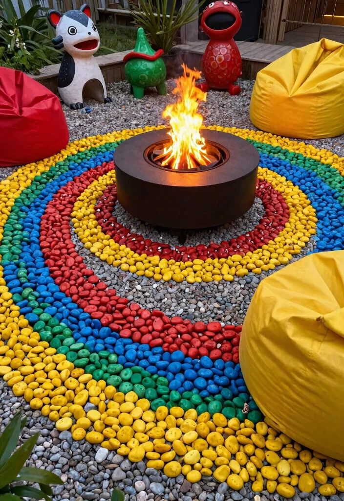11 Safe Fire Pit Border Ideas Stone and Gravel 7. Whimsical Pebble Borders 0