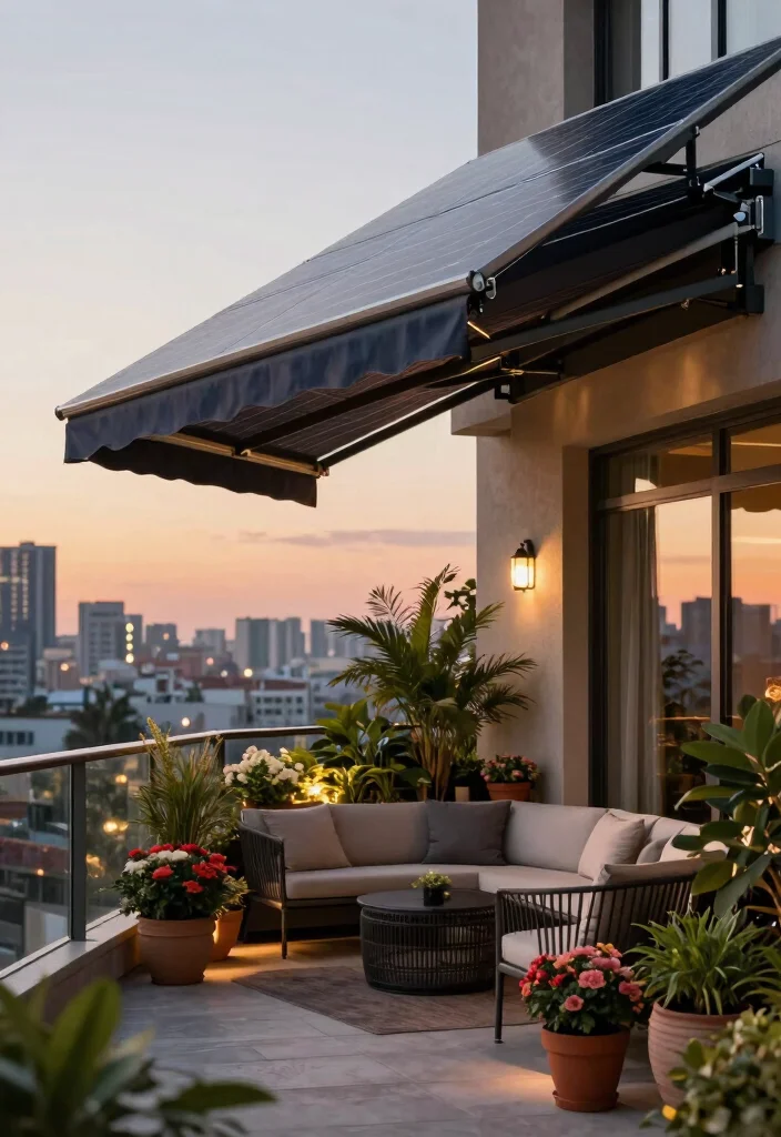 11 Smart Awning Ideas for Balcony Shade Solutions Apartments 11. Solar Powered Awnings Eco Friendly Innovation 0