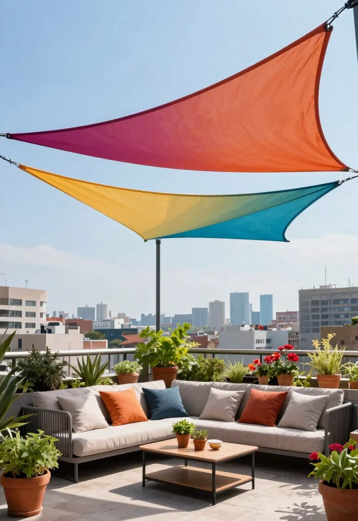 11 Smart Awning Ideas for Balcony Shade Solutions Apartments 6. Shade Sails Modern and Sleek 0