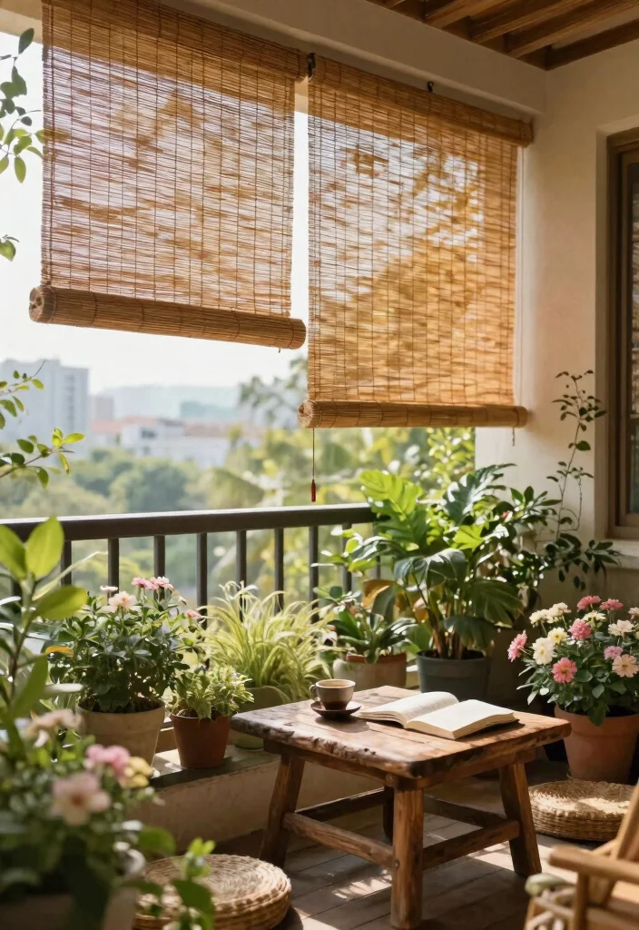 11 Smart Awning Ideas for Balcony Shade Solutions Apartments 7. Bamboo Roll Up Shades Eco Friendly Option 0