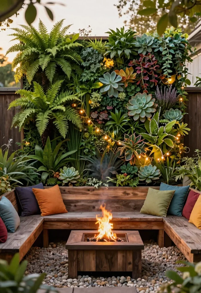 11 Smart Fire Pit Privacy Ideas for Your Cozy Secret Garden 1. Lush Living Walls 0