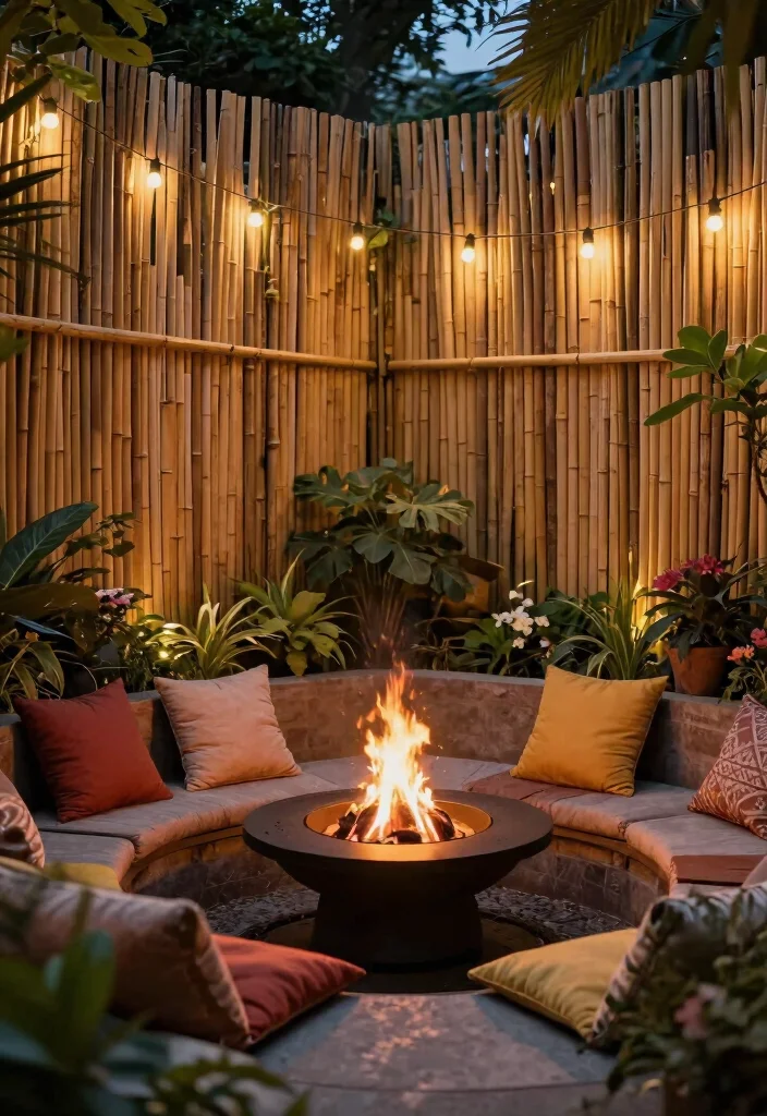 11 Smart Fire Pit Privacy Ideas for Your Cozy Secret Garden 10. Use of Bamboo Fencing 0