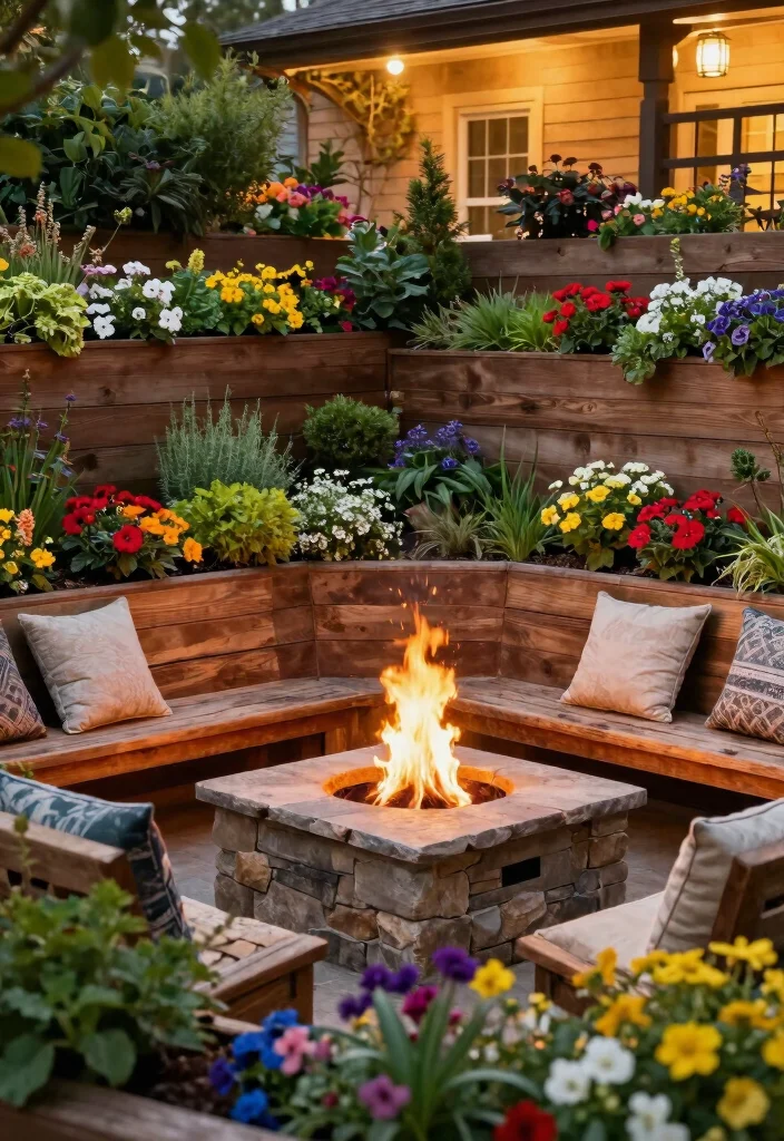 11 Smart Fire Pit Privacy Ideas for Your Cozy Secret Garden 11. Fire Pit Surrounds with Raised Planters 0