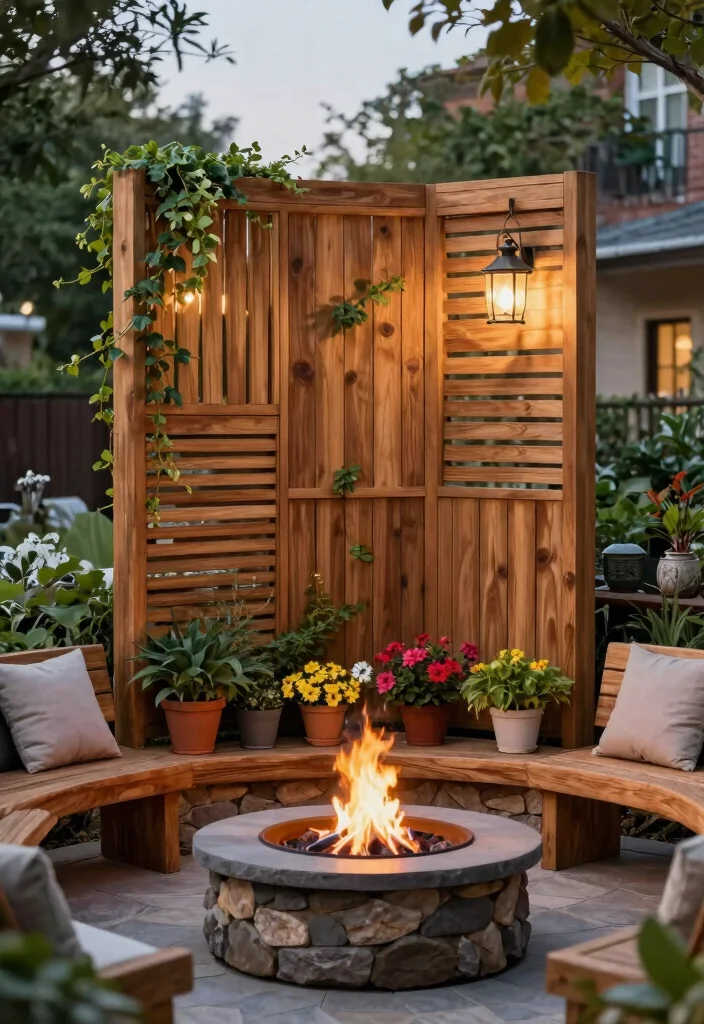 11 Smart Fire Pit Privacy Ideas for Your Cozy Secret Garden 2. Wooden Privacy Screens 0
