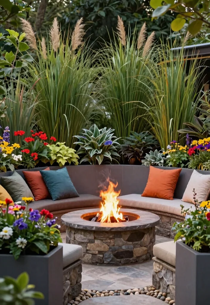 11 Smart Fire Pit Privacy Ideas for Your Cozy Secret Garden 5. Tall Planters 0