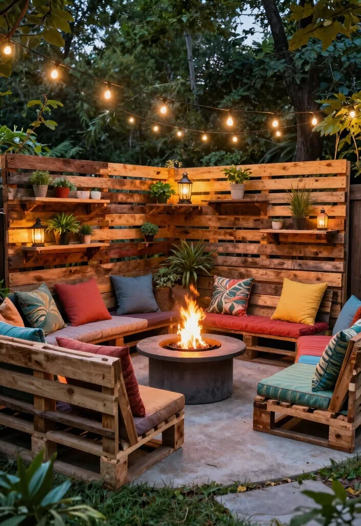 11 Smart Fire Pit Privacy Ideas for Your Cozy Secret Garden 7. Recycled Pallet Walls 0