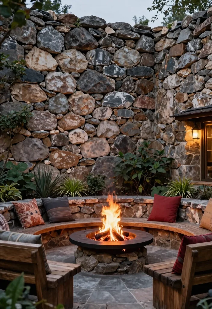 11 Smart Fire Pit Privacy Ideas for Your Cozy Secret Garden 9. Rock Walls and Natural Stone 0