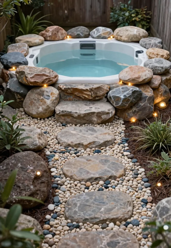 11 Smart Hot Tub Privacy Tips: DIY Cheap Solutions 7 11 Smart Hot Tub Privacy Tips DIY Cheap Solutions 7. Ornamental Stones Natural Barriers 0