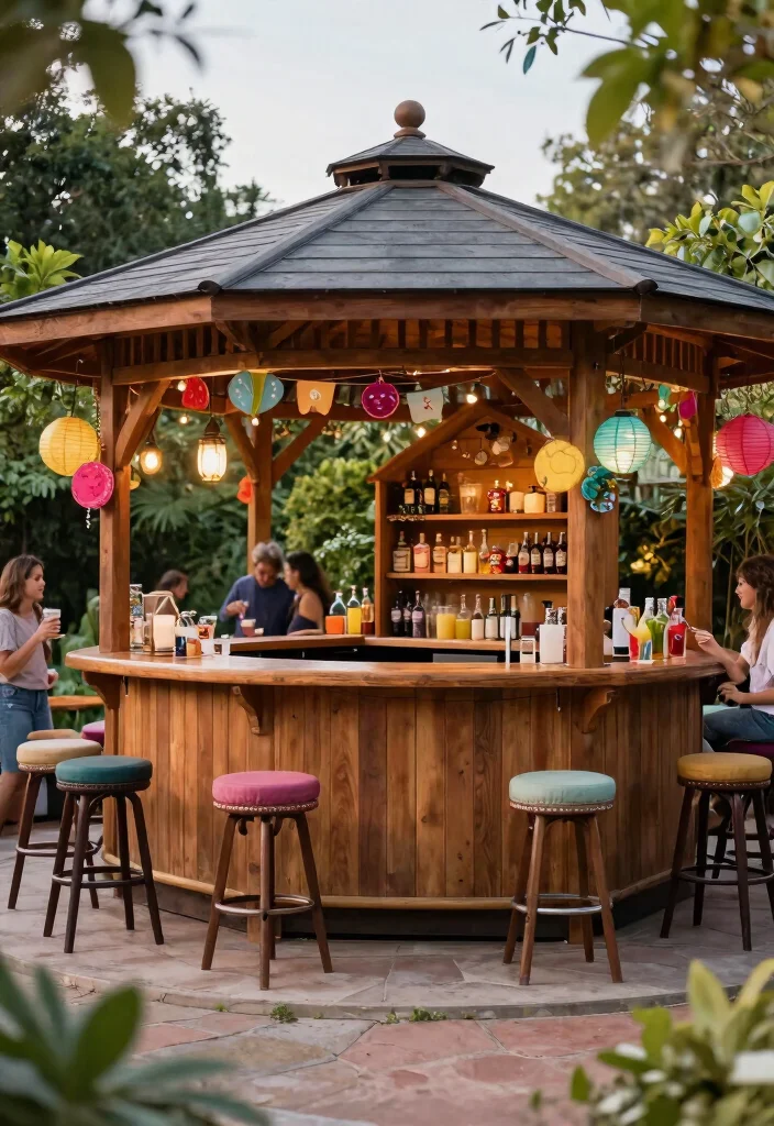 11 Sturdy Timber Gazebo Ideas Heavy Duty Builds 10. Timber Gazebo with Built In Bar 0