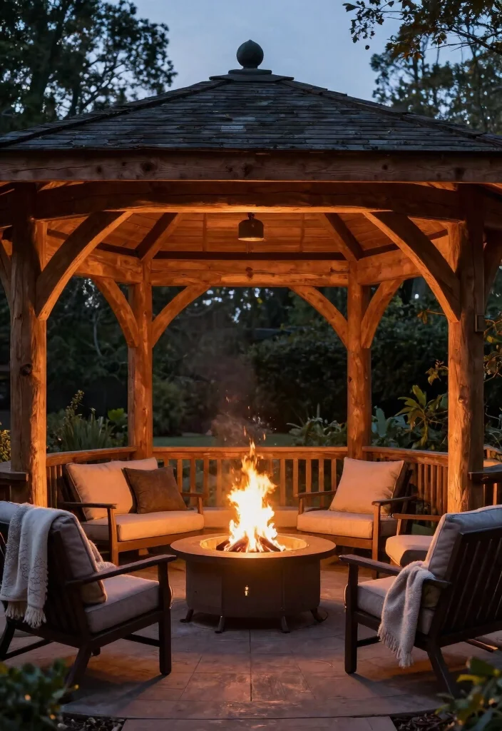 11 Sturdy Timber Gazebo Ideas Heavy Duty Builds 11. Timber Gazebo with Fire Pit 0