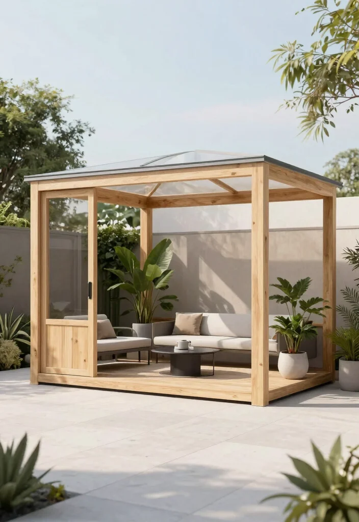 11 Sturdy Timber Gazebo Ideas Heavy Duty Builds 3. Contemporary Minimalist Gazebo 0