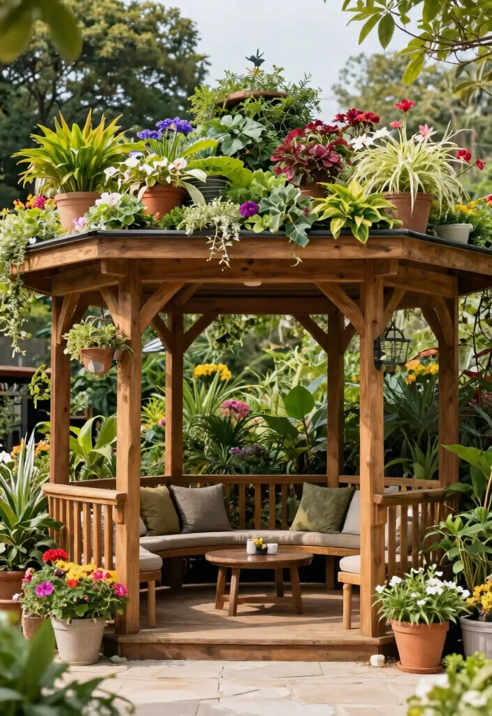 11 Sturdy Timber Gazebo Ideas Heavy Duty Builds 9. Timber Gazebo with Roof Garden 0