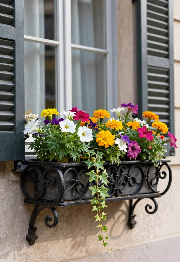 11 Timeless Iron Window Box Ideas for Classic Architecture 1. Wrought Iron Elegance 0