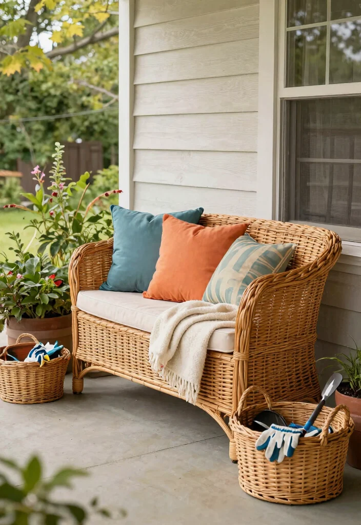 11 Timeless Wicker Patio Decor Ideas for Front Porches 6. Wicker Storage Solutions 0