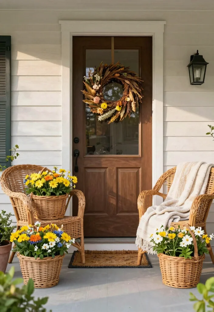 11 Timeless Wicker Patio Decor Ideas for Front Porches 9. Seasonal Wicker Decor 0