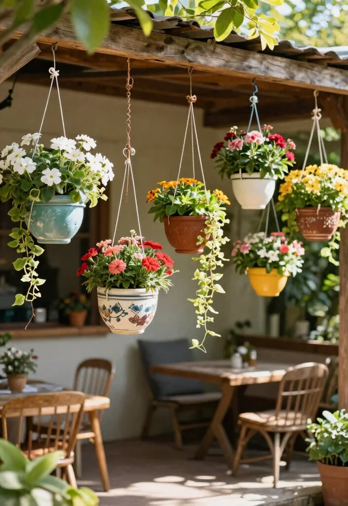 11 Trendy Coffee Shop Patio Design Ideas for Your Backyard 3. Hanging Planters 0