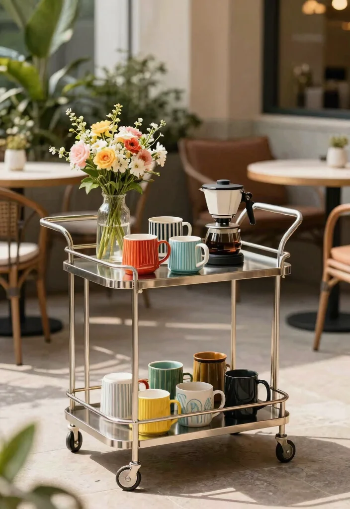 11 Trendy Coffee Shop Patio Design Ideas for Your Backyard 6. Chic Bar Cart 0