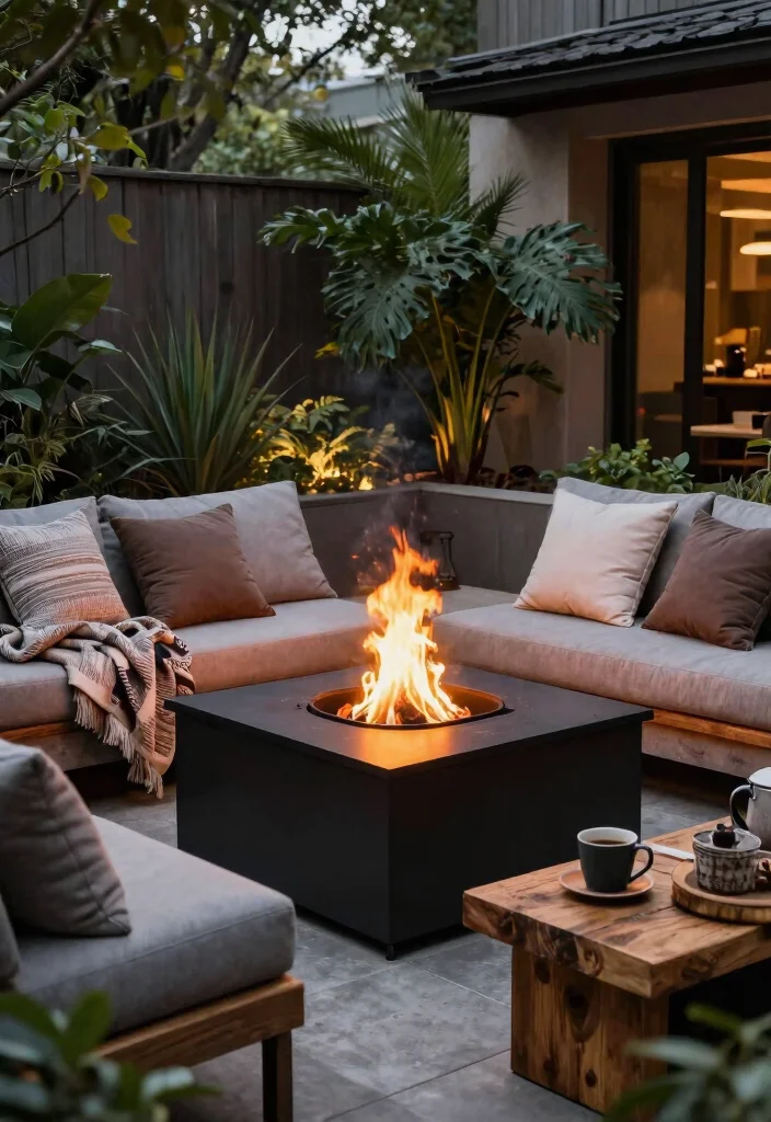 11 Trendy Coffee Shop Patio Design Ideas for Your Backyard 8. Modern Fire Pit 0