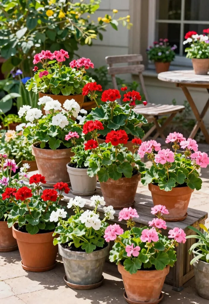 11 Vibrant Outdoor Geranium Planter Ideas for Summer 3. Colorful Container Gardens 0