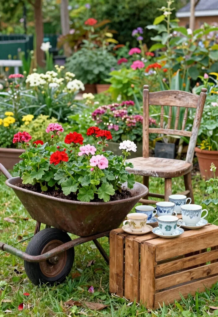 11 Vibrant Outdoor Geranium Planter Ideas for Summer 4. Upcycled Planter Ideas 0