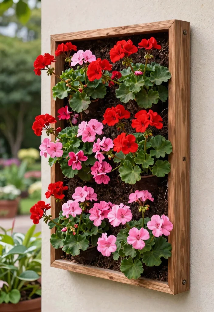 11 Vibrant Outdoor Geranium Planter Ideas for Summer 5. Geranium Wall Art 0