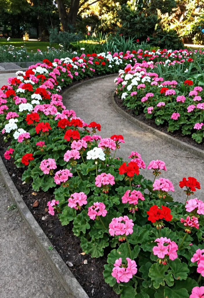 11 Vibrant Outdoor Geranium Planter Ideas for Summer 7. Geraniums for Edging Flower Beds 0