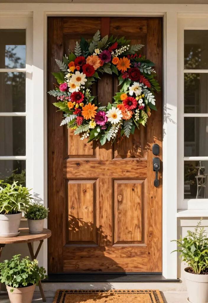 11 Welcoming Patio Door Decor Inspiration for Entryways 2. Seasonal Wreaths 0
