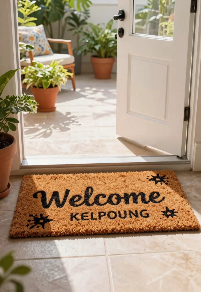 11 Welcoming Patio Door Decor Inspiration for Entryways 4. Welcome Mats with Personality 0