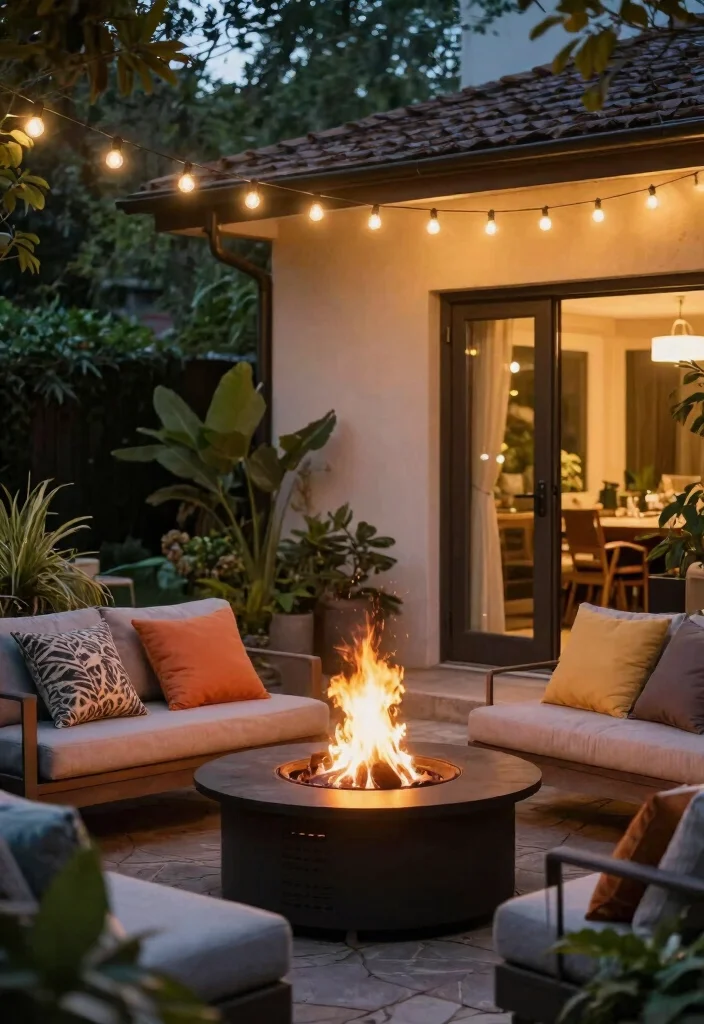 11 Welcoming Patio Door Decor Inspiration for Entryways 7. Cozy Fire Pit 0