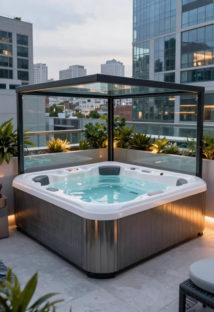 13 Beautiful Enclosed Hot Tub Ideas for Your Outdoor Rooms 11 13 Beautiful Enclosed Hot Tub Ideas for Your Outdoor Rooms 11. Contemporary Urban Escape 0