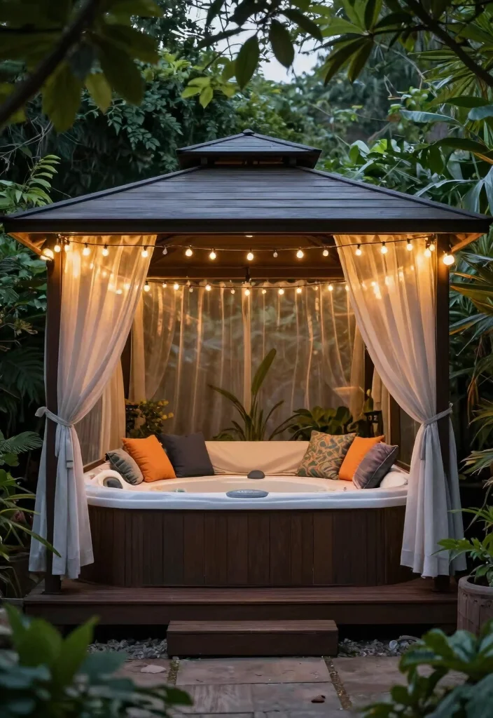 13 Beautiful Enclosed Hot Tub Ideas for Your Outdoor Rooms 5 13 Beautiful Enclosed Hot Tub Ideas for Your Outdoor Rooms 5. Cozy Gazebo 0