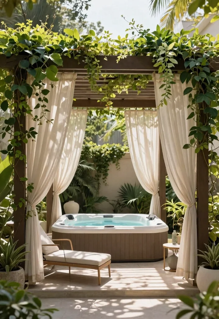 13 Beautiful Enclosed Hot Tub Ideas for Your Outdoor Rooms 6 13 Beautiful Enclosed Hot Tub Ideas for Your Outdoor Rooms 6. Chic Pergola 0