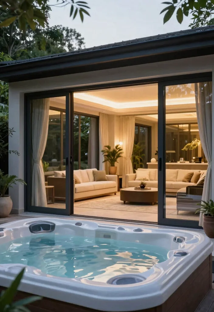 13 Beautiful Enclosed Hot Tub Ideas for Your Outdoor Rooms 9 13 Beautiful Enclosed Hot Tub Ideas for Your Outdoor Rooms 9. Elegant Indoor Outdoor Transition 0