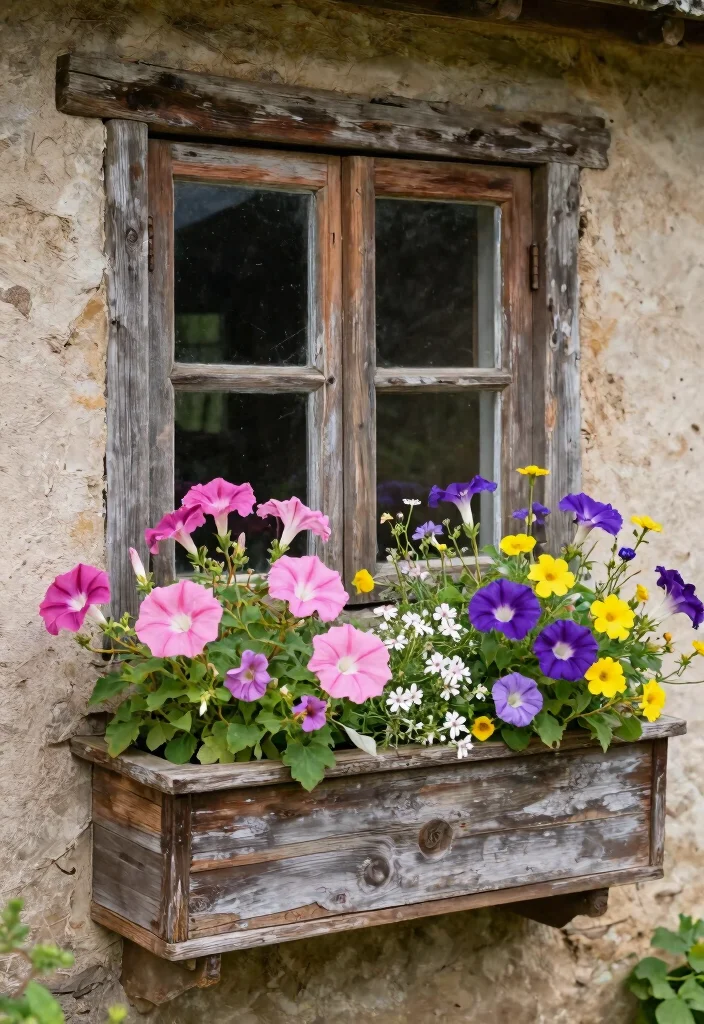 13 Beautiful Morning Glory Window Box Ideas Fast Growing 4. Rustic Charm 0