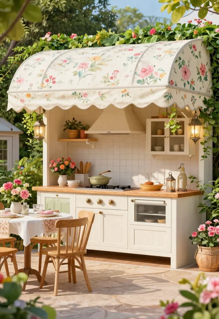 13 Best Outdoor Kitchen Canopy Ideas for Rain or Shine 12 13 Best Outdoor Kitchen Canopy Ideas for Rain or Shine 12. Vintage style Awnings Nostalgic Flair 0