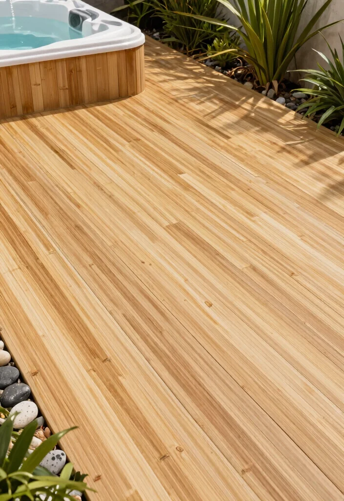 13 Best Spa Tub Flooring Ideas for Safety and Style 1. Bamboo Tiles for a Sustainable Touch 0