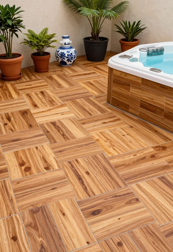 13 Best Spa Tub Flooring Ideas for Safety and Style 10. Interlocking Deck Tiles for Flexibility 0