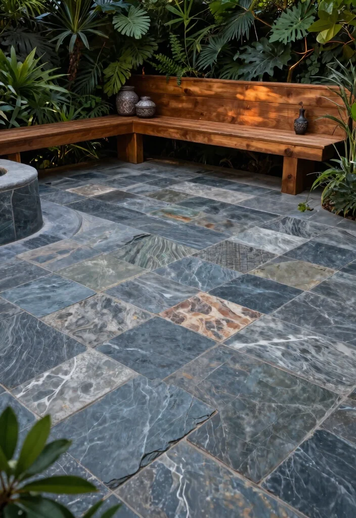 13 Best Spa Tub Flooring Ideas for Safety and Style 12. Slate Tiles for a Rustic Appeal 0