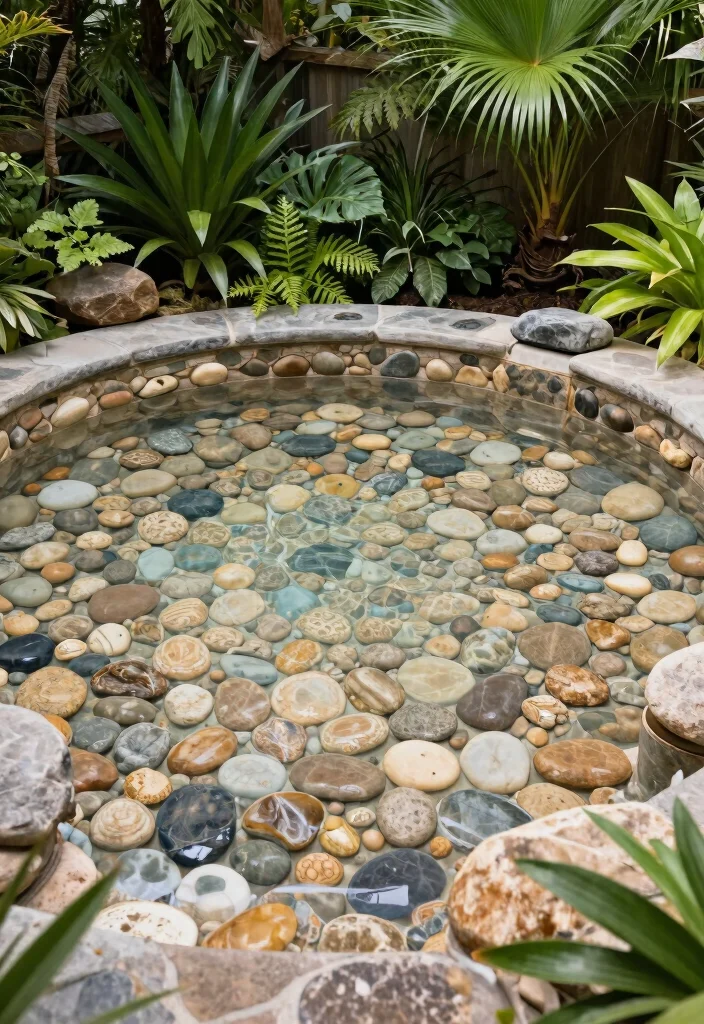 13 Best Spa Tub Flooring Ideas for Safety and Style 6. Pebble Flooring for a Natural Feel 0