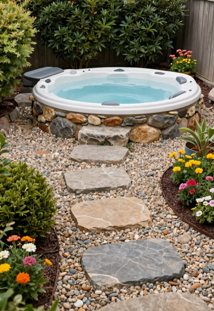 13 Best Spa Tub Flooring Ideas for Safety and Style 8. Stone Gravel for a Casual Vibe 0