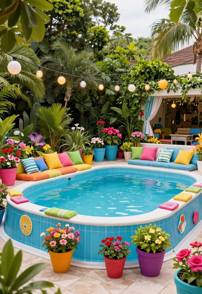 13 Brilliant 15 ft Elevated Ground Pool Ideas for Small Yards 13. Seasonal Decor 0