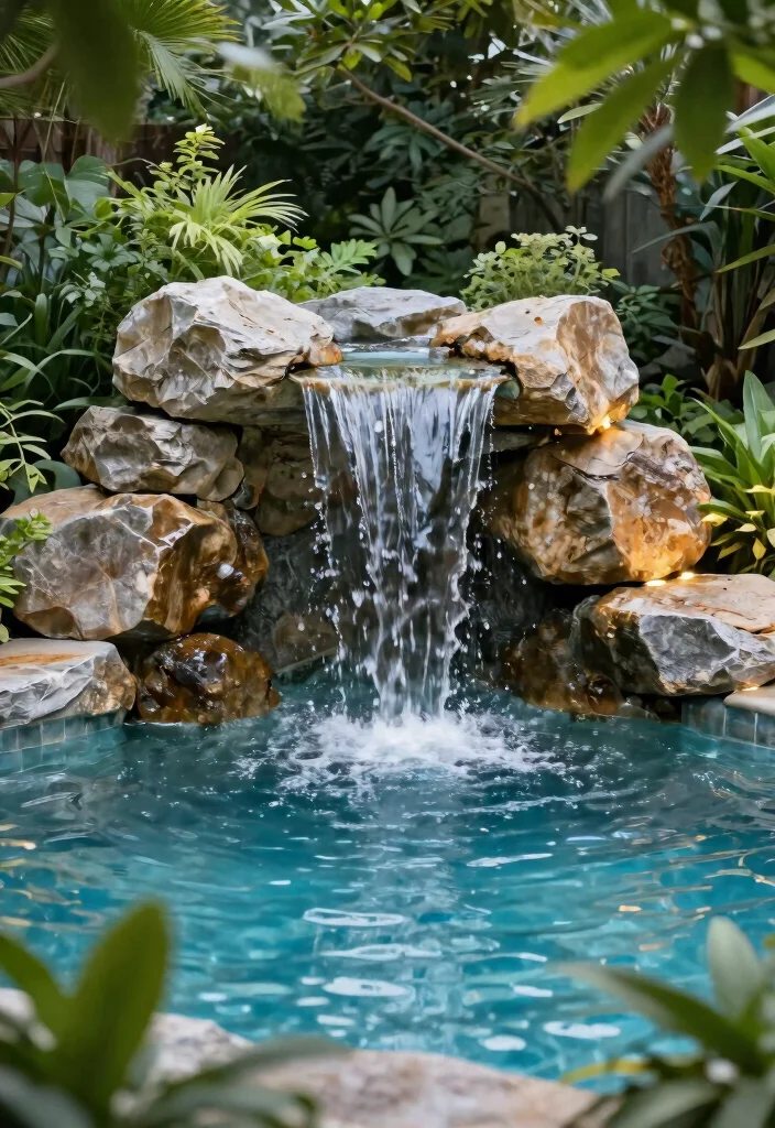13 Brilliant 15 ft Elevated Ground Pool Ideas for Small Yards 4. Waterfall Feature 0