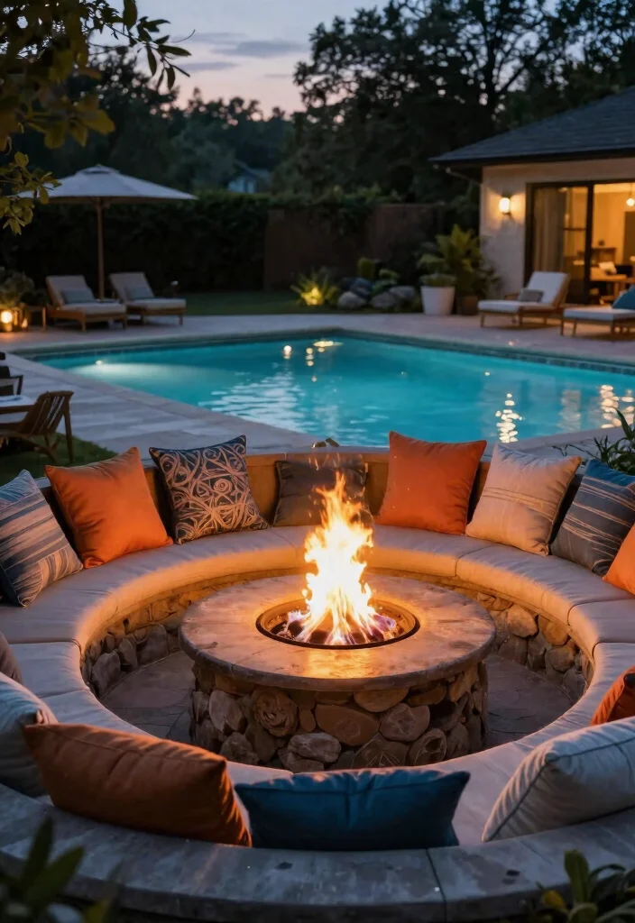 13 Brilliant 15 ft Elevated Ground Pool Ideas for Small Yards 5. Poolside Fire Pit 0