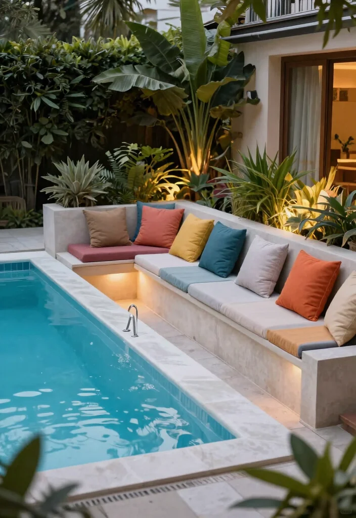 13 Brilliant 15 ft Elevated Ground Pool Ideas for Small Yards 9. Integrated Seating 0