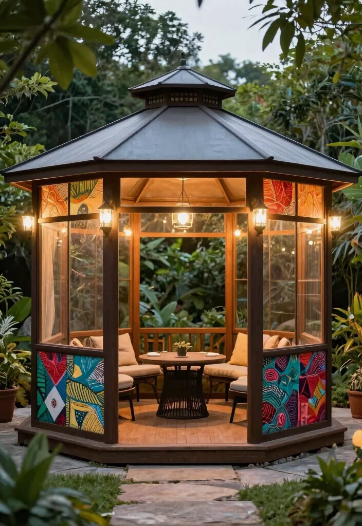 13 Classic Hexagonal Gazebo Ideas Timeless Design 12. Hexagonal Gazebo with Customizable Panels 0